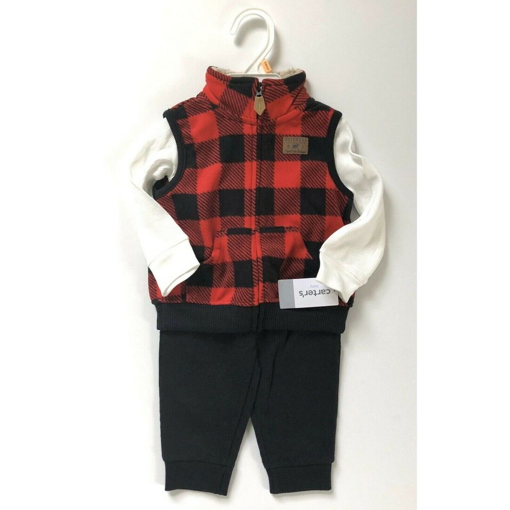 Carter's Baby 6 Mos 3 Pc Reindeer Vest Outfit